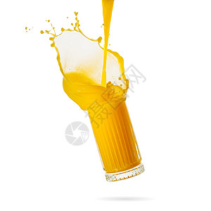 橙汁喷洒在白色上 一杯橙汁喷射杯子 特写 库存照片液体运动果汁水果食物海浪气泡热带饮料飞溅图片