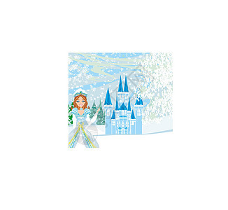 与城堡和美皇后一起的冬季风景图片