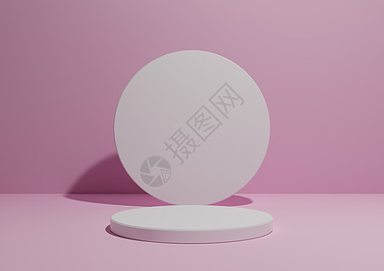 浅色 柔和 淡紫色粉红色 3D 渲染简单 最小的构图 带有一个圆柱形支架或讲台 用于产品展示或几何形状的广告 空白背景 带文本空图片
