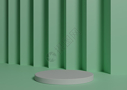 用于产品显示的简单 最小 3D 立体成像 含有一个白色圆柱或站在摘要糊涂绿松岩背景上图片