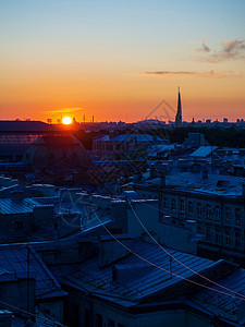 夕阳下的城市 俄罗斯圣彼得堡美丽的夜晚风景如画的夏季全景旅游天线旅行日落观光蓝色景观大教堂天空街道图片