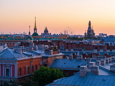 夕阳下的城市 俄罗斯圣彼得堡美丽的夜晚风景如画的夏季全景地标蓝色建筑建筑学天际房子旅行街道天空大教堂图片