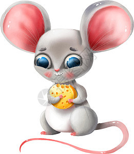 可爱的漫画鼠标将奶酪放在白色背景上插图哺乳动物艺术朋友染色拼盘金属卡通片帽子害虫图片