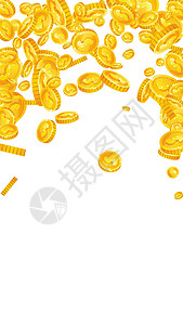 美国美元硬币下降 压倒性的分散美元硬币 美国的钱 有趣的大奖 财富或成功的概念 矢量图图片