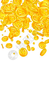 韩元硬币掉落 正面散落的 WON 硬币 韩国钱 体面的头奖 财富或成功的概念 矢量图图片