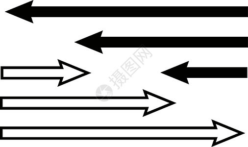 不同长度的箭头图标 黑白矢量图像集图片