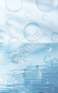 水面泡泡 3D喷雾晴天空气肥皂波纹海浪涟漪水晶蓝色液体反射图片