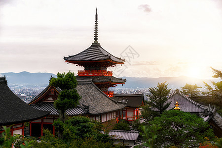 日本京都寺庙和京都建筑学旅行景观风景建筑花园天空城市宗教文化图片