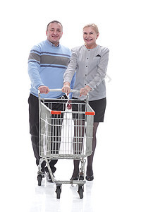 零食夫妇与购物车搭配大车顾客眼镜店铺夫妻丈夫市场购物者女士成人图片