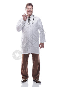 牛仔外套友善的心理治疗师看着你 孤立在白色上咨询医生成人治愈手势广告牌预防临床工作欢迎背景
