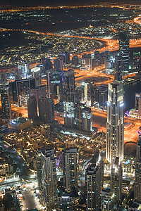 从Burj Huji观察甲板看到迪拜的夜景外国景点沙漠旅游风景景观中心街景摩天大楼商业图片