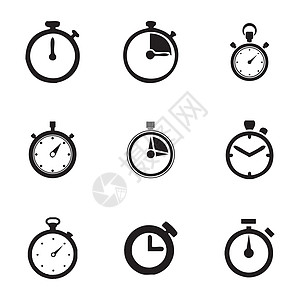 矢量停止监视图标集手表圆圈白色测量倒数跑表小时工具计时器时间图片