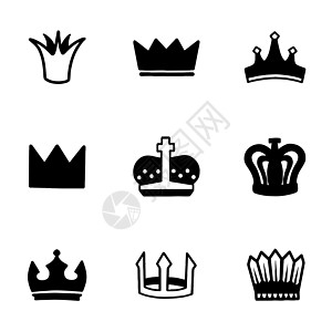 矢量树顶图标集插图典礼皇帝王国奢华加冕君主皇家女王权威背景图片