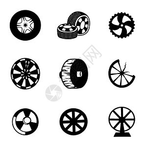 矢量方向轮图标集金属插图圆形运输轮缘黑色速度圆圈合金车辆图片