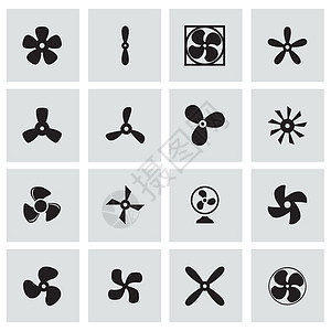 矢量扇扇和螺旋推进器图标集力量转子电脑活力螺旋桨通风空气旋转技术警告图片