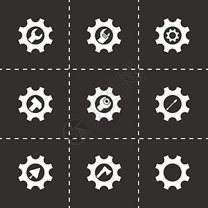 齿轮图标集中的矢量工具扳手互联网技术工程变速工作收藏旋转车轮机械图片