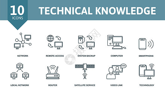 技术知识集图标 可编辑图标技术知识主题 如网络 系统备份 智能手机等指导音乐桌子化学学习专家学校笔记本技巧训练图片