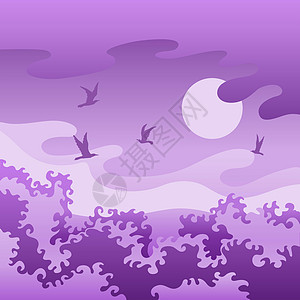 夜夜鸟鸟的紫色风景图片