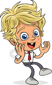 卡通有趣的男孩角色 准备动动画红色男人金发女郎青少年手势男生商业办公室动画片男性图片
