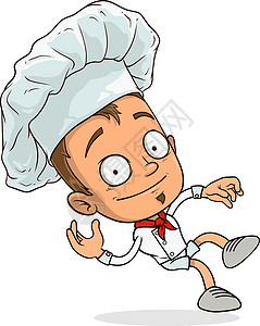 卡通有趣的男孩角色 准备动动画厨房厨师白色手势动画片帽子青少年微笑跑步男人图片