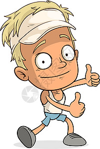 卡通有趣的男孩角色 准备动动画动画片金发女郎鼻子青少年红色运动眼睛黑发手势男性图片