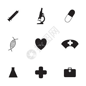 矢量医疗图标集药品团体医院丝带诊所疾病商业科学温度计插图图片