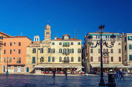 具有典型建筑结构的威尼斯市广场半场城市历史性城主房子旅行文化正方形地标场景图片