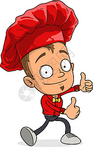 卡通有趣的男孩角色 准备动动画男生微笑男人厨房动画片工作厨师酒吧青少年红色图片