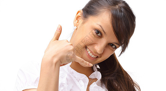 年轻的商业妇女表现出成功的征兆情感人士女性微笑工作室经理快乐成就成人手指图片