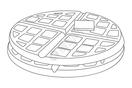 用黄油素描插图的瓦夫饼图片