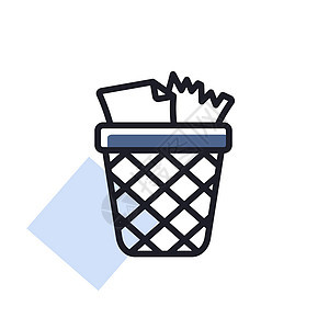 废纸篓大纲图标 工作区信号垃圾箱篮子按钮生态回收插图环境垃圾桶垃圾图片