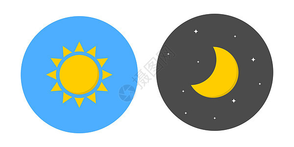 日夜图标符号集圆圈天空气候月亮月光季节蓝色阳光晴天天文学图片