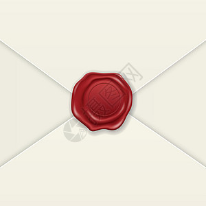矢量 3d 逼真复古字母邮票 白色信封上的蜡印 证书 文件 印记 徽章 标签 保证 秘密标志 标签和信封特写镜头 顶视图安全邮政图片