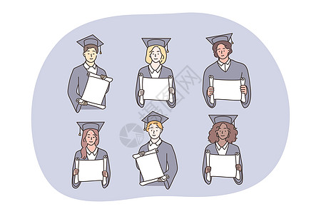 学生生 毕业 教育套概念团体男性中学朋友男人成功证书学校多样性女士图片