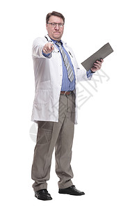 具有剪贴板的合格医生 掌上型药品成人医师保健卫生长袍护士帮助笔记从业者图片