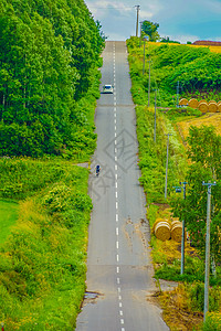 北海道长路和自然蓝天天空长路直路地球图片