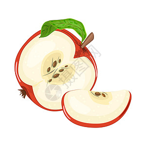 半块苹果和切片苹果在白色背景中被孤立图片