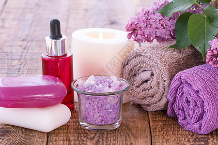 香油 肥皂 海盐 毛巾和润滑油淋浴身体擦洗产品紫丁香按摩卫生疗法紫色水晶图片