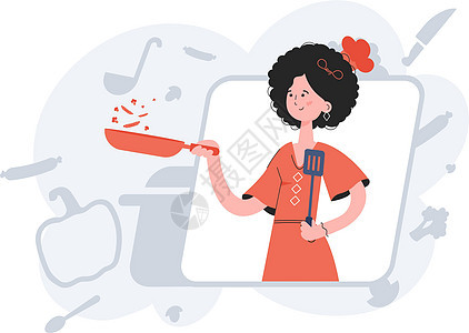 一位妇女站在腰部深处 手里握着一块毛巾 咖啡馆 演示材料要点 网站图片