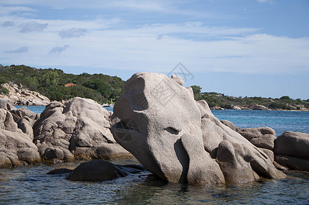 萨丁迪亚角海岸海滩石头假期海岸线植物天堂海湾海景支撑擦洗岩石图片