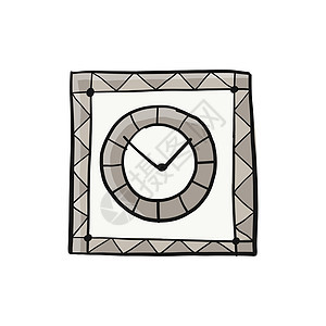 方形时钟设计 白色上孤立的艺术图标标识警报跑表速度指针拨号装饰品圆圈小时办公室图片