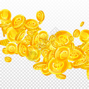 欧盟欧元硬币下降 戏剧性分散的欧元硬币 欧洲的钱 出色的头奖 财富或成功的概念 矢量图图片
