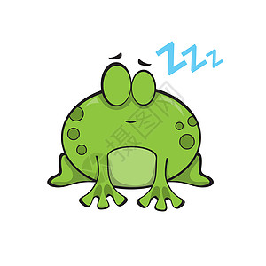 青蛙睡着时可爱的青蛙 用矢量说明在白色上隔离的青蛙性格图片