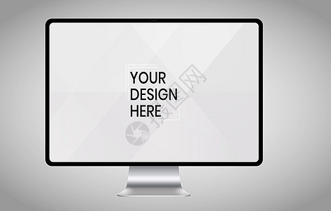 白色背景模拟的电脑屏幕 计算机现代显示器设计 在灰色背景 PSD 上孤立的模拟 使用剪切路径保存嘲笑展示电脑显示器桌面电子技术广图片