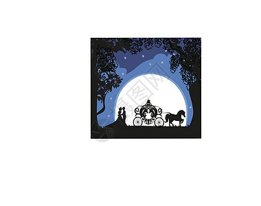 王子 公主和马车天空王国卡通片荒野绘画婚姻艺术夹子运输男朋友图片