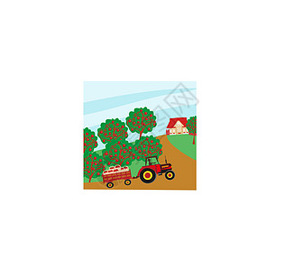 开着拖车的拖拉机的人 在卡车上驾着拖车农民果园场景木头牧场员工农作物谷仓花园爬坡道图片