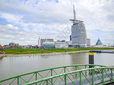 德国布雷梅海文市风景海岸和地貌景观全景建筑学电塔世界船舶灯塔酒店港口天际码头街道图片