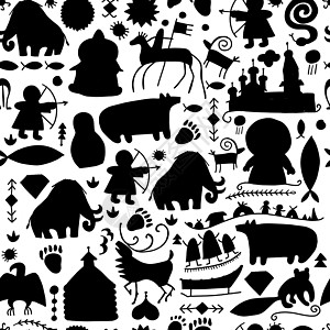 与北人生活方式的无缝模式 您的设计用纸版财富小屋填色文化装饰品雪橇教会墙纸旅行骑士图片