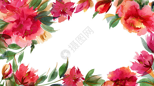 粉红小松鼠植物水彩色背景卡片棉布手绘荒野正方形领导印花布艺术植物学花园图片