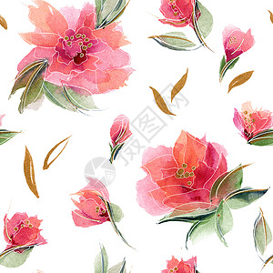粉粉花的无缝模式 白上有香香鲜花和花蕾日工手绘香水印花插图包装纸纺织品植物艺术花园图片